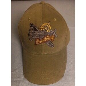 Breitling Watch Hat Cap Men Green Airplane Pilot Aviator Distressed Strap Back